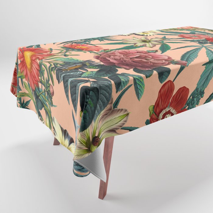 Marijuana and Floral Pattern Tablecloth Gallery Image 1