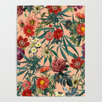 Marijuana and Floral Pattern Poster Gallery Image 4