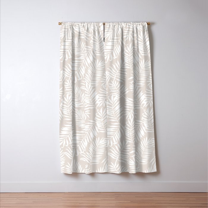 Tropical Palm Leaves - Palm Leaf Pattern - Sandy Beige Window Curtain Gallery Image 3