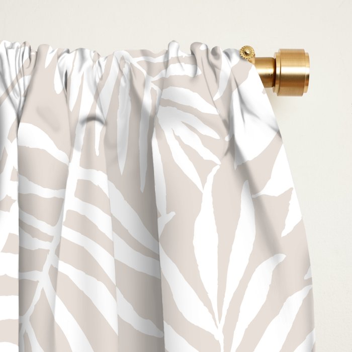 Tropical Palm Leaves - Palm Leaf Pattern - Sandy Beige Window Curtain Gallery Image 2