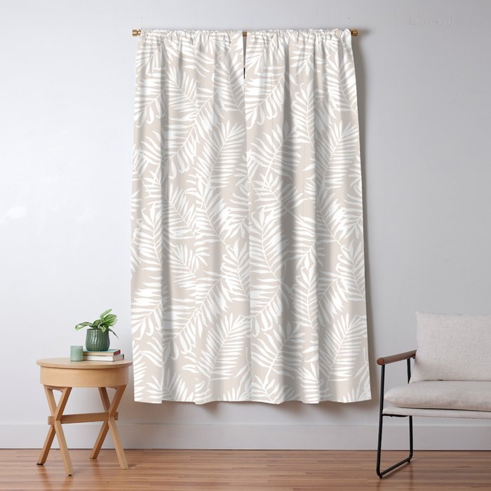 Tropical Palm Leaves - Palm Leaf Pattern - Sandy Beige Window Curtain Gallery Image 1