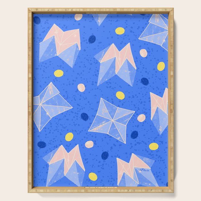Origami Fortune Teller in Sky Blue & Peach Serving Tray Gallery Image 1