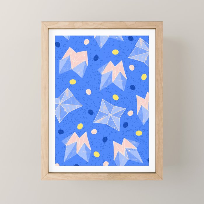 Origami Fortune Teller in Sky Blue & Peach Mini Art Print Gallery Image 1