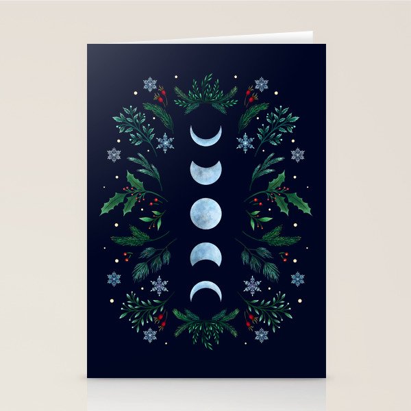 Moonlight Garden - Festive Green Stationery Card