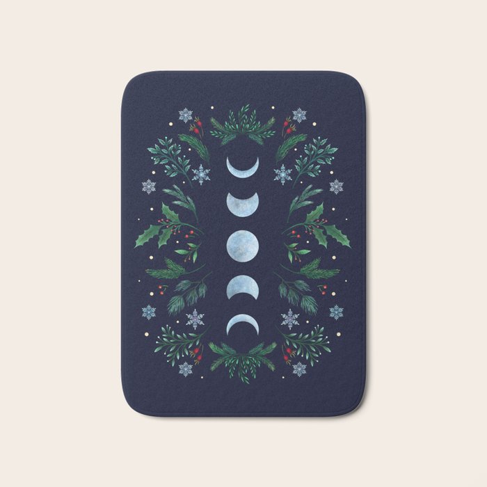 Moonlight Garden - Festive Green Bath Mat Gallery Image 1