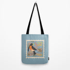 Robin Postage Stamp Tote Bag Gallery Image 2