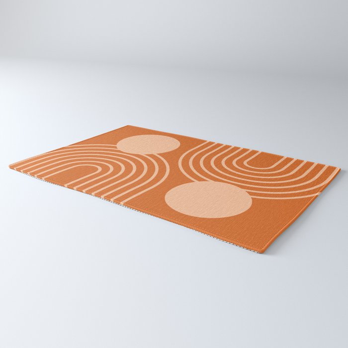 Mid Century Modern Geometric 194 in Orange Shades Rug Gallery Image 3