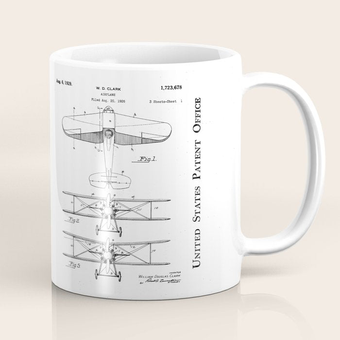 Biplane Patent - Aviation Art - Antique Coffee Mug Gallery Image 1