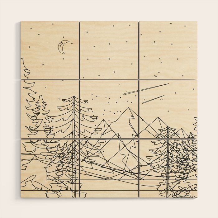 Minimal Line Mountain Beauty I Wood Wall Art Gallery Image 1