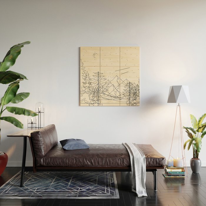 Minimal Line Mountain Beauty I Wood Wall Art Gallery Image 2