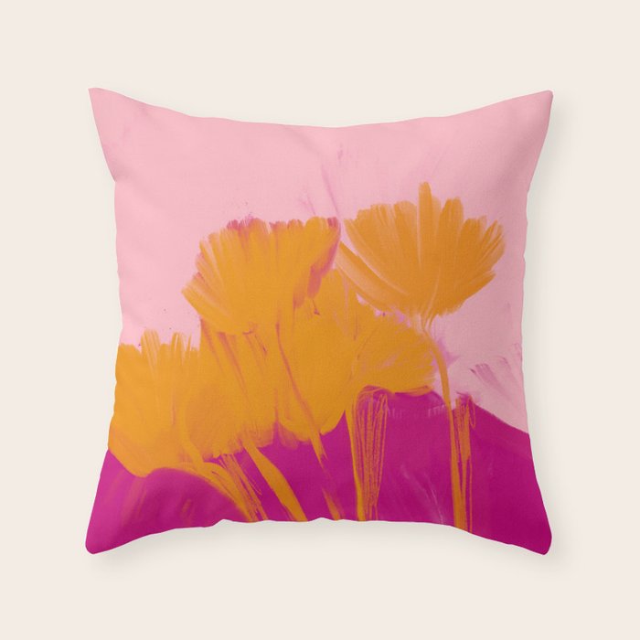 Bloom In Orange & Pink Throw Pillow Gallery Image 6