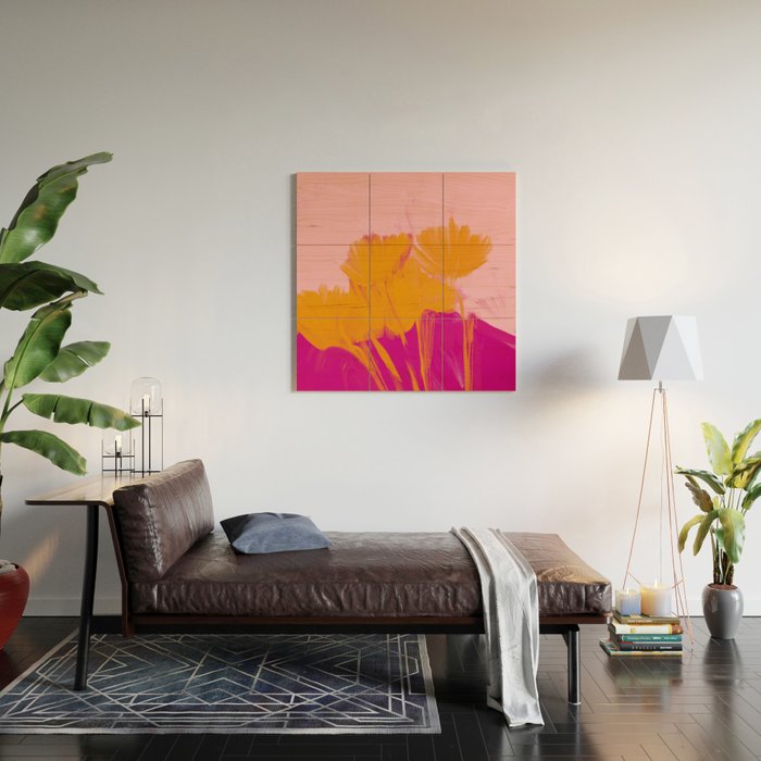 Bloom In Orange & Pink Wood Wall Art Gallery Image 2