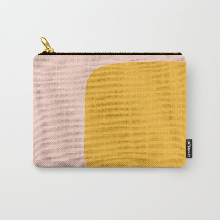 Warm Simplicity - Blush Pink and Mustard Minimalism Carry All Pouch Gallery Image 1