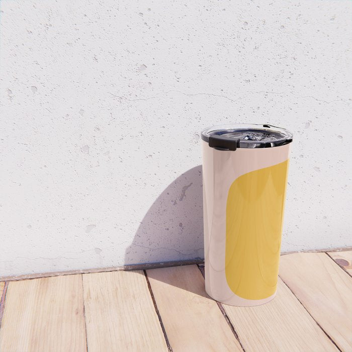 Warm Simplicity - Blush Pink and Mustard Minimalism Travel Mug Gallery Image 4