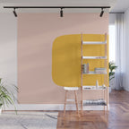Warm Simplicity - Blush Pink and Mustard Minimalism Wall Mural Gallery Image 1