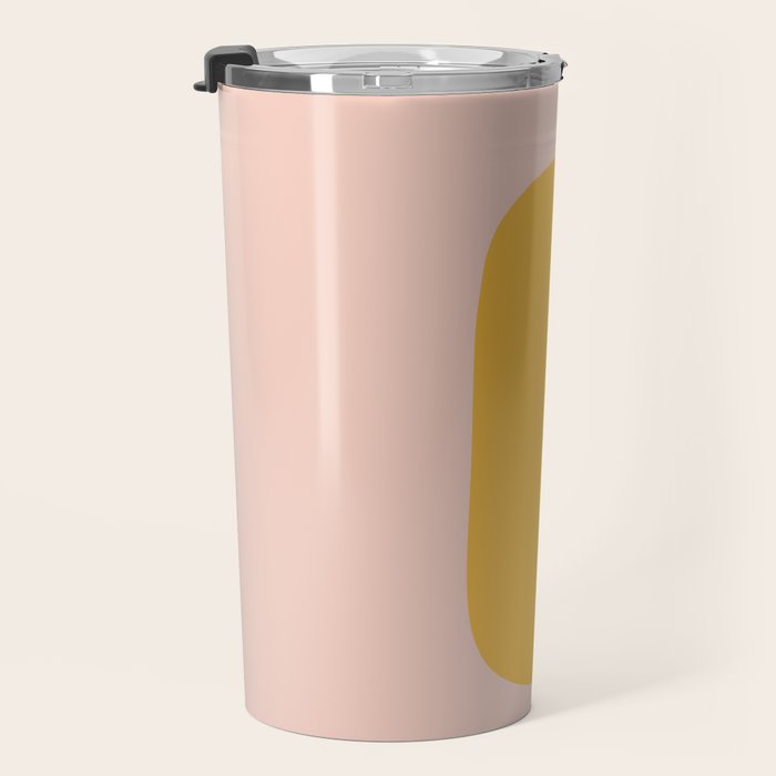 Warm Simplicity - Blush Pink and Mustard Minimalism Travel Mug Gallery Image 3