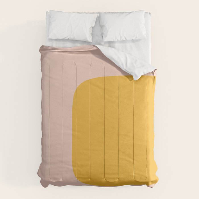 Warm Simplicity - Blush Pink and Mustard Minimalism Comforter Gallery Image 6