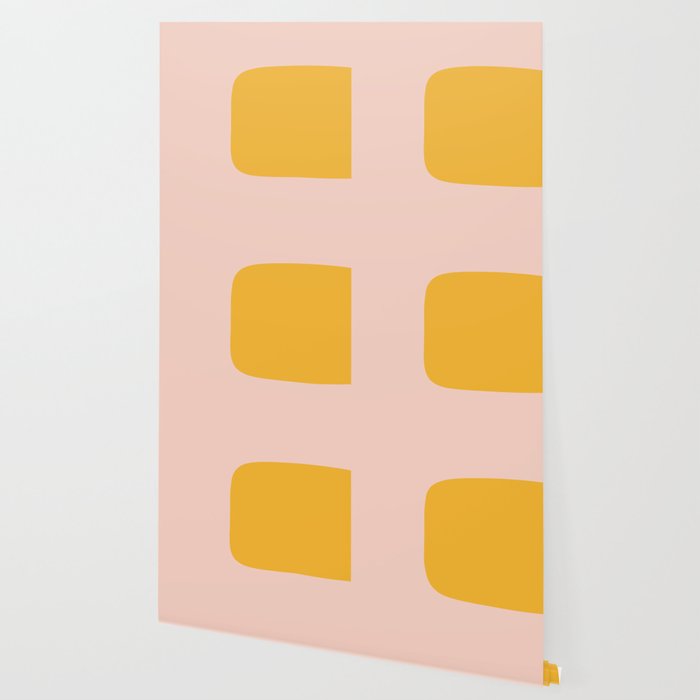 Warm Simplicity - Blush Pink and Mustard Minimalism Wallpaper Gallery Image 2