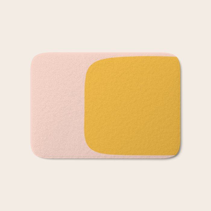 Warm Simplicity - Blush Pink and Mustard Minimalism Bath Mat Gallery Image 1