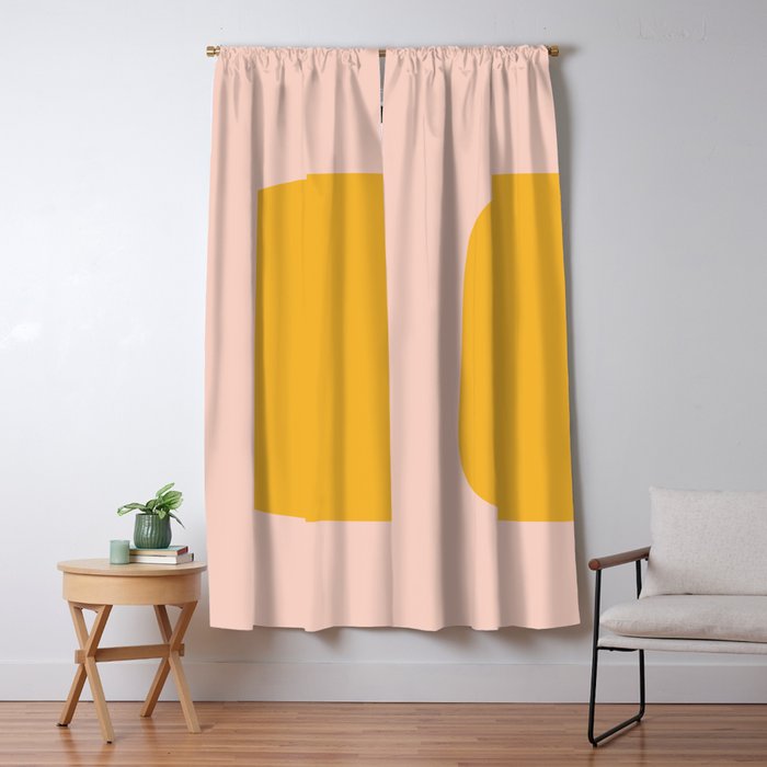 Warm Simplicity - Blush Pink and Mustard Minimalism Window Curtain Gallery Image 1
