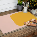 Warm Simplicity - Blush Pink and Mustard Minimalism Outdoor Rug Gallery Image 2