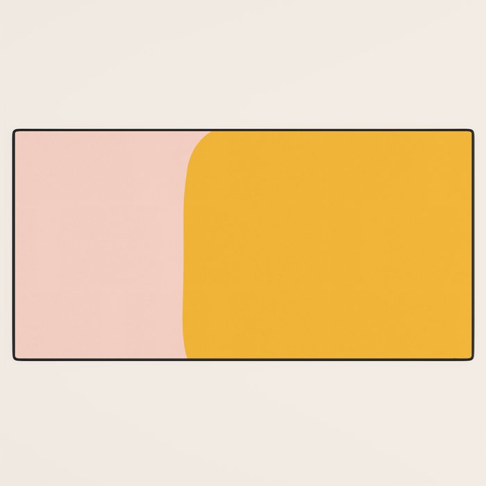 Warm Simplicity - Blush Pink and Mustard Minimalism Desk Mat Gallery Image 3