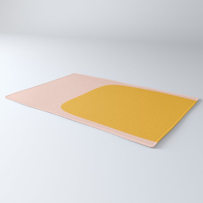 Warm Simplicity - Blush Pink and Mustard Minimalism Rug Gallery Image 3