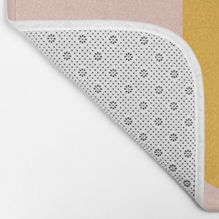 Warm Simplicity - Blush Pink and Mustard Minimalism Bath Mat Gallery Image 2