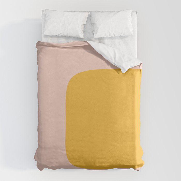 Warm Simplicity - Blush Pink and Mustard Minimalism Duvet Cover Gallery Image 6