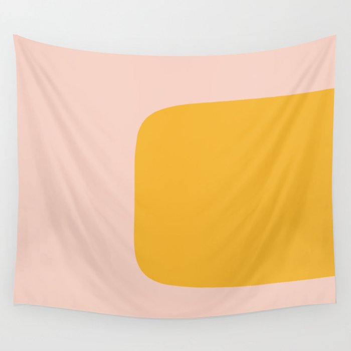 Warm Simplicity - Blush Pink and Mustard Minimalism Wall Tapestry Gallery Image 4