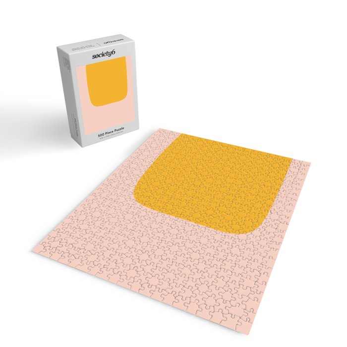 Warm Simplicity - Blush Pink and Mustard Minimalism Jigsaw Puzzle Gallery Image 2