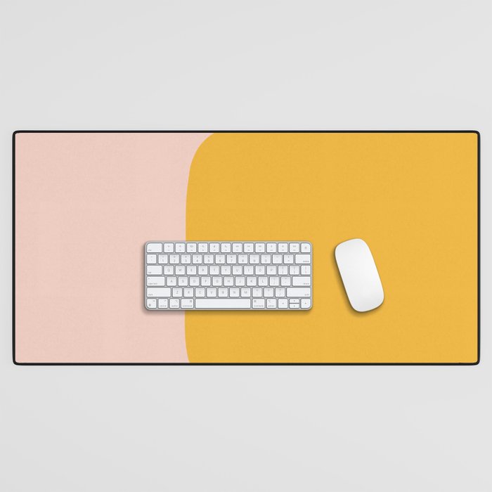 Warm Simplicity - Blush Pink and Mustard Minimalism Desk Mat Gallery Image 1
