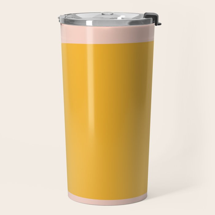 Warm Simplicity - Blush Pink and Mustard Minimalism Travel Mug Gallery Image 2