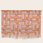 Mid Century Modern Piquet Multi Geometric Tiled Pattern Blush Pink Orange Cream Wall Hanging Gallery Image 1