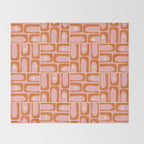 Mid Century Modern Piquet Multi Geometric Tiled Pattern Blush Pink Orange Cream Throw Blanket Gallery Image 2