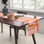 Mid Century Modern Piquet Multi Geometric Tiled Pattern Blush Pink Orange Cream Table Runner Gallery Image 2