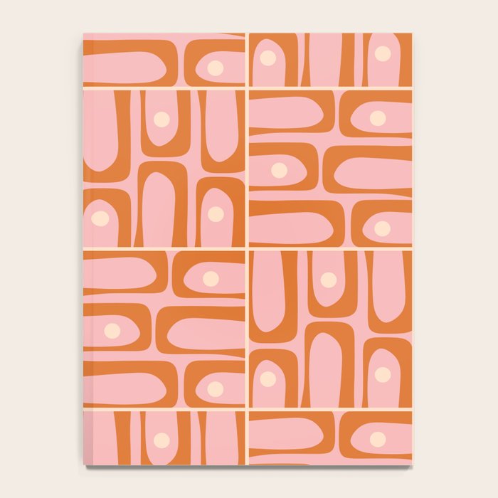 Mid Century Modern Piquet Multi Geometric Tiled Pattern Blush Pink Orange Cream Notebook Gallery Image 4