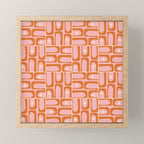 Mid Century Modern Piquet Multi Geometric Tiled Pattern Blush Pink Orange Cream Mini Art Print Gallery Image 1