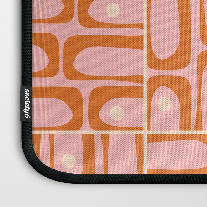 Mid Century Modern Piquet Multi Geometric Tiled Pattern Blush Pink Orange Cream Laptop Sleeve Gallery Image 3