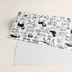 Black and White Dog Drawings | Cute Dog Breeds Pattern Wrapping Paper Gallery Image 2