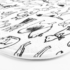 Black and White Dog Drawings | Cute Dog Breeds Pattern Bath Mat Gallery Image 3