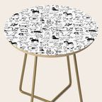 Black and White Dog Drawings | Cute Dog Breeds Pattern Side Table Gallery Image 2