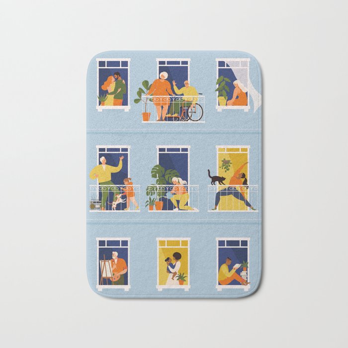 People on balconies Bath Mat Gallery Image 1