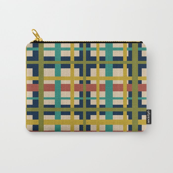 Midcentury Modern Colorful Retro Plaid Pattern Carry All Pouch Gallery Image 1