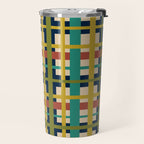 Midcentury Modern Colorful Retro Plaid Pattern Travel Mug Gallery Image 2