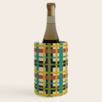 Midcentury Modern Colorful Retro Plaid Pattern Wine Chiller Gallery Image 3