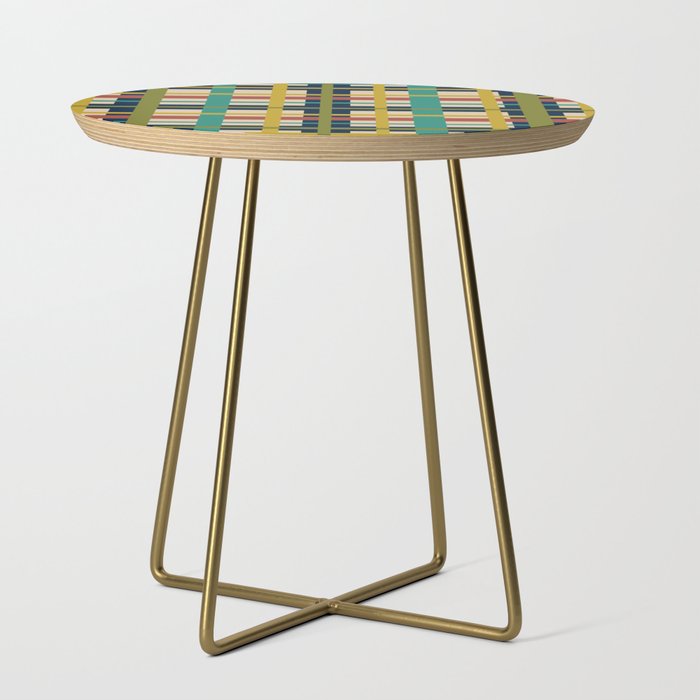 Midcentury Modern Colorful Retro Plaid Pattern Side Table Gallery Image 1