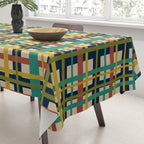 Midcentury Modern Colorful Retro Plaid Pattern Tablecloth Gallery Image 3