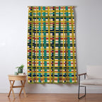 Midcentury Modern Colorful Retro Plaid Pattern Window Curtain Gallery Image 5