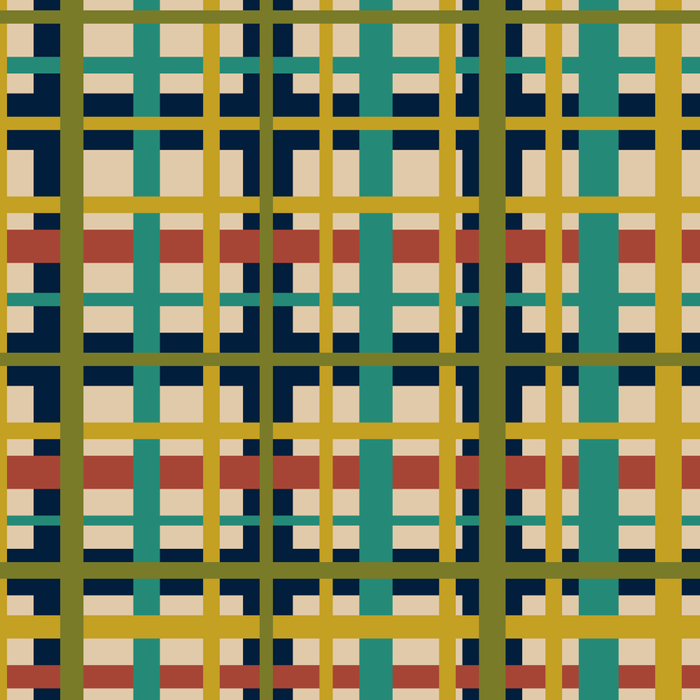 Midcentury Modern Colorful Retro Plaid Pattern Coffee Mug Gallery Image 2